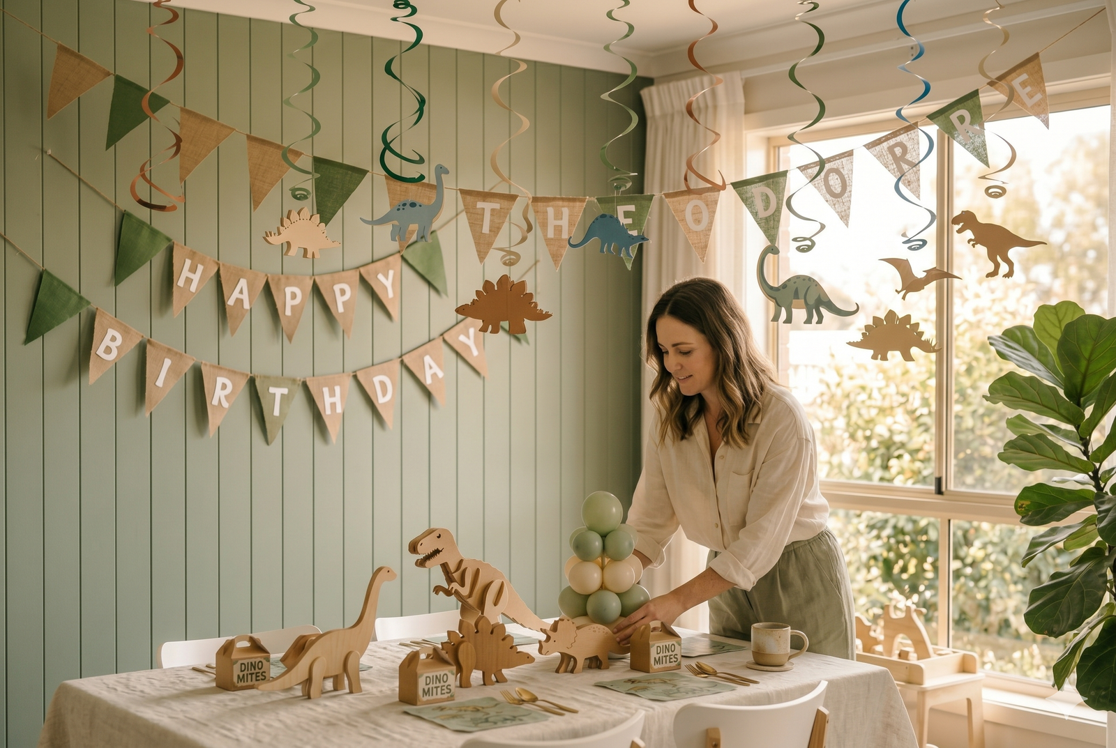 Dino party deco preparation